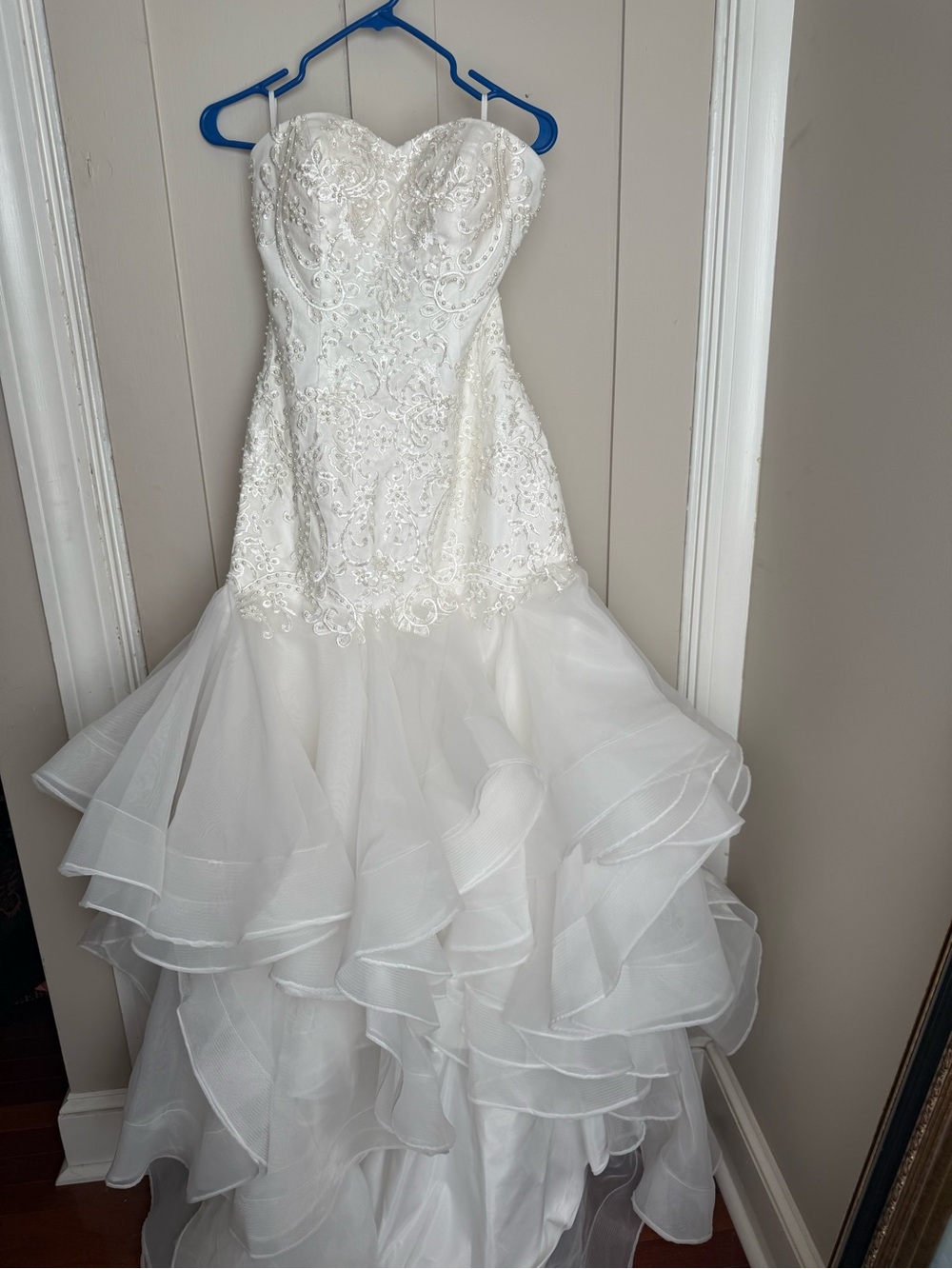 Strapless White Beaded Mermaid Wedding Dress